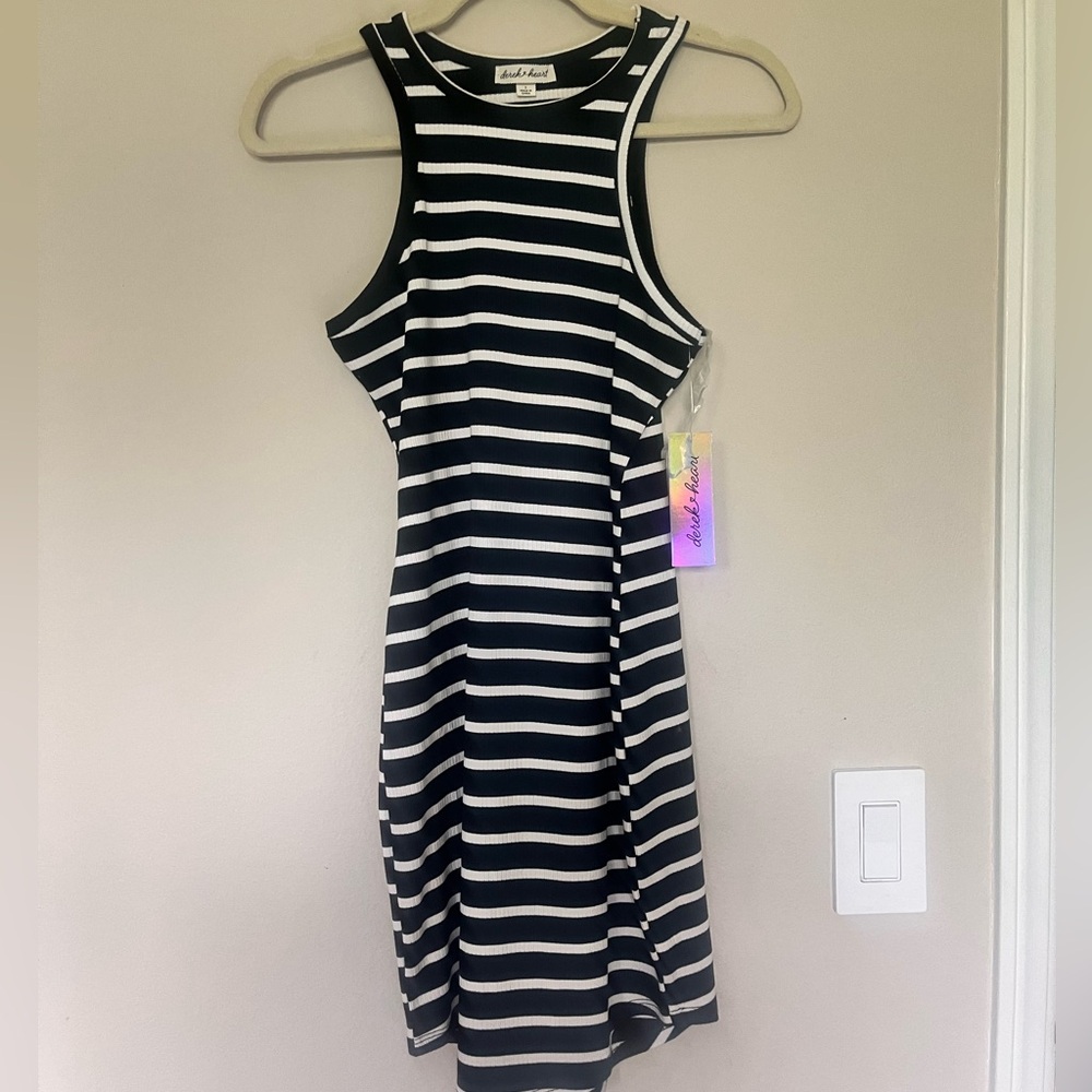 NWT black and white stripped dress